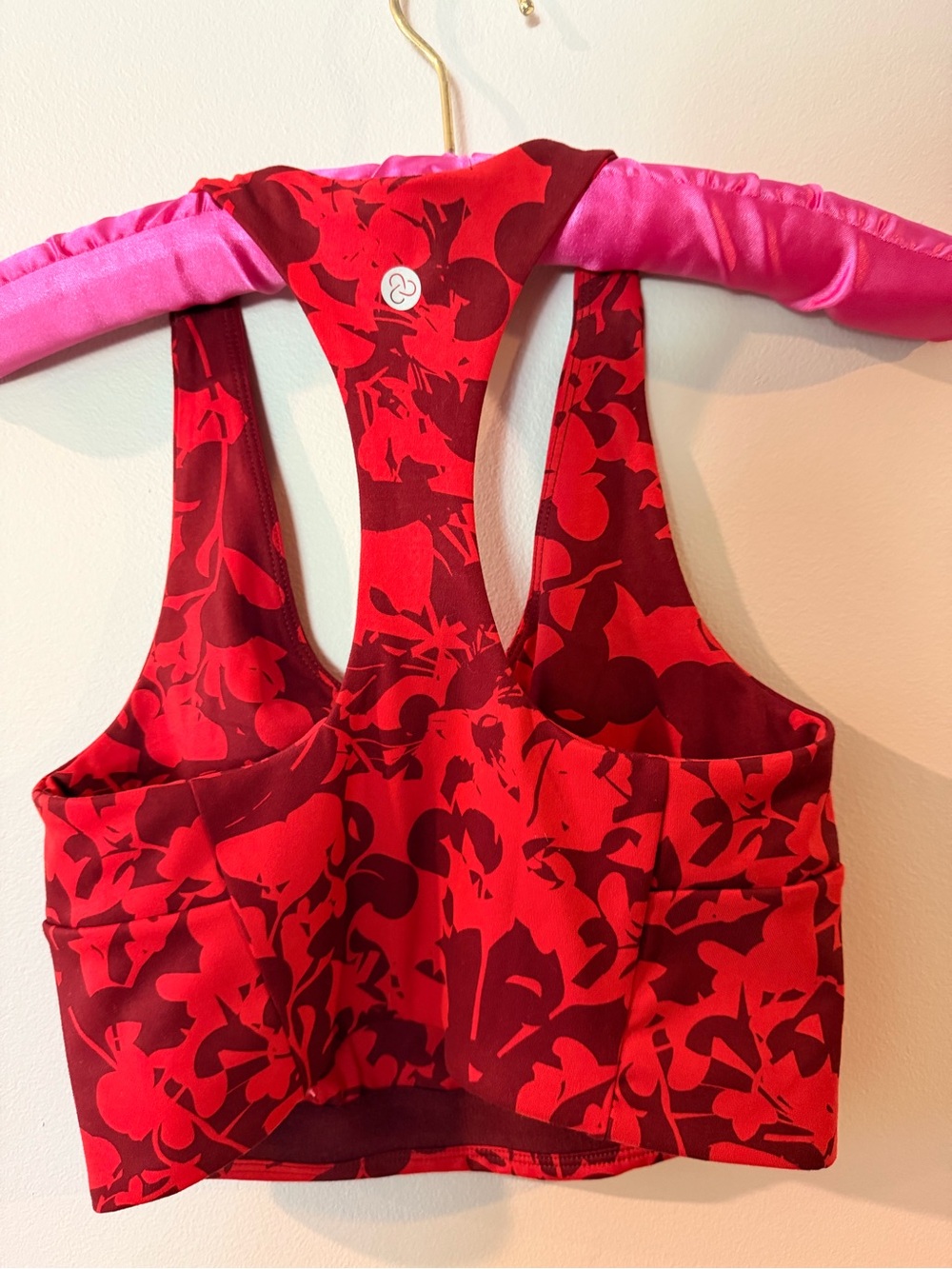 Red Floral Racerback Crop Top - Picture 2 of 3